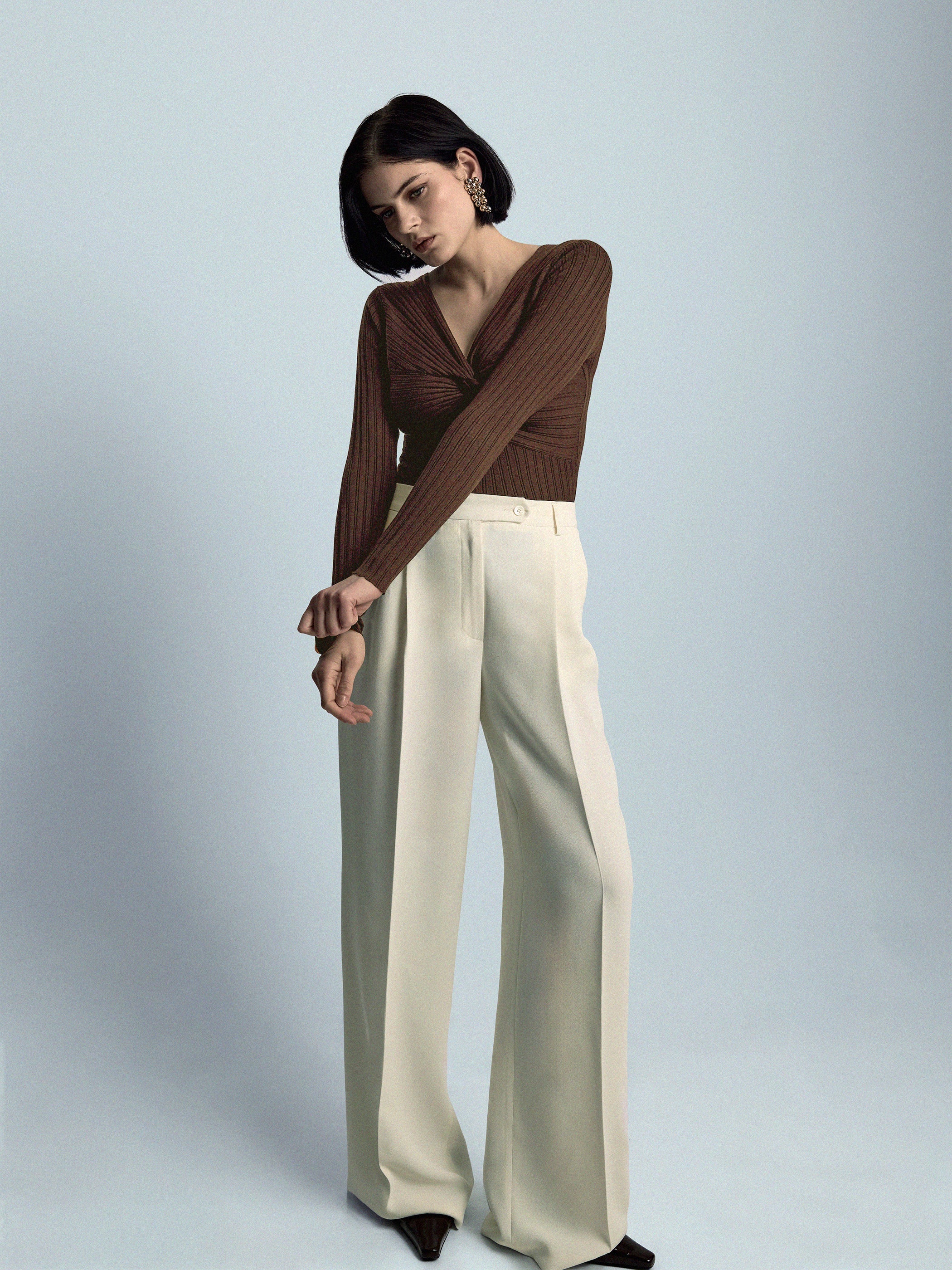 Polly Rib-Knit Blouse