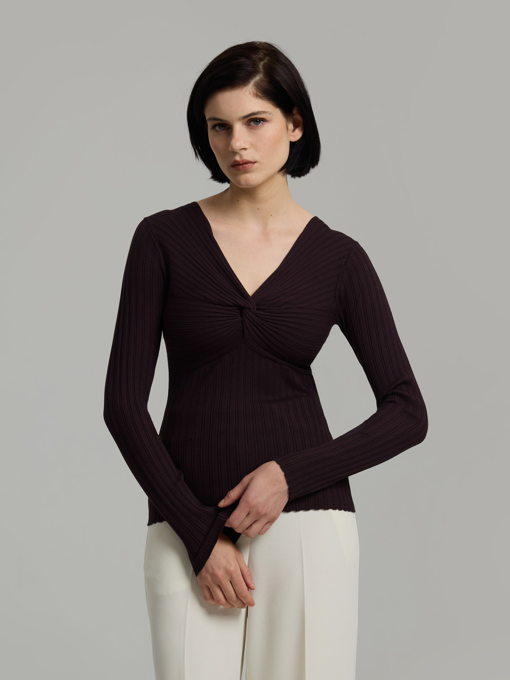 Polly Rib-Knit Blouse
