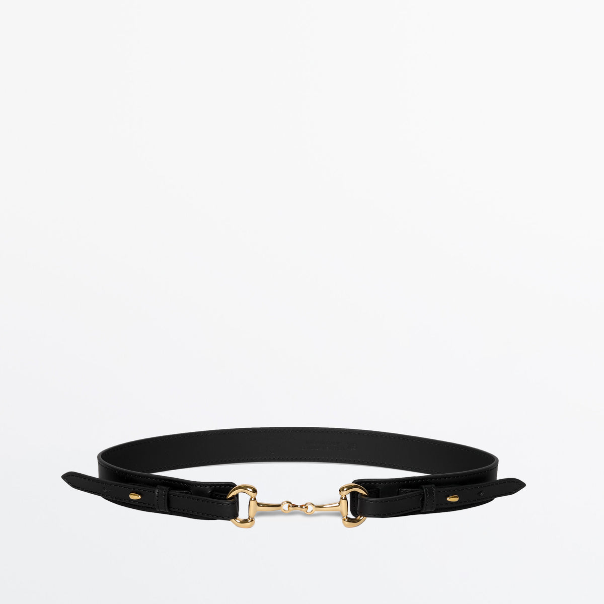 Gadia Black Belt with Gold Horsebit Buckle – Andiata – Andiata display picture 3