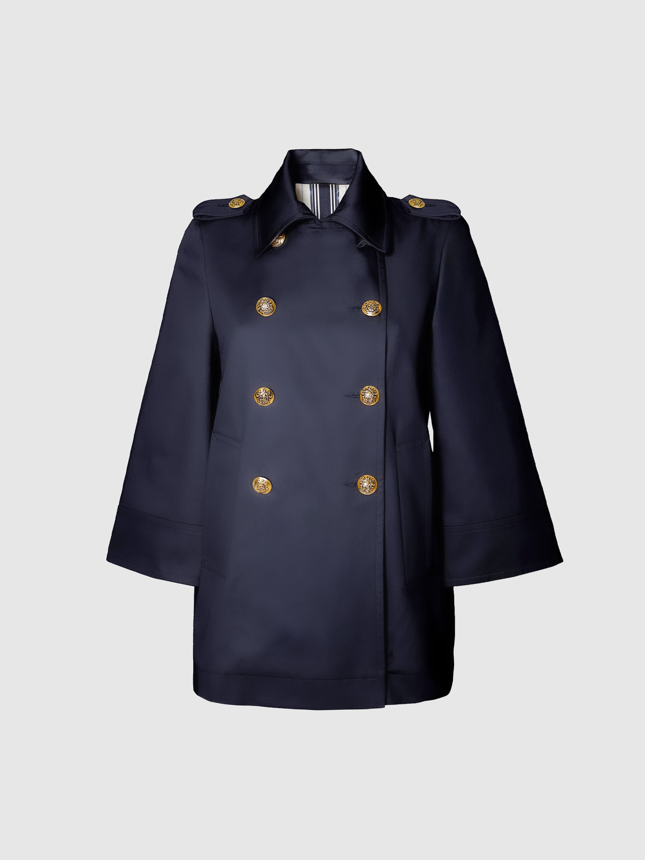 Gloria Navy Blue Double-breasted Trench Coat – Andiata