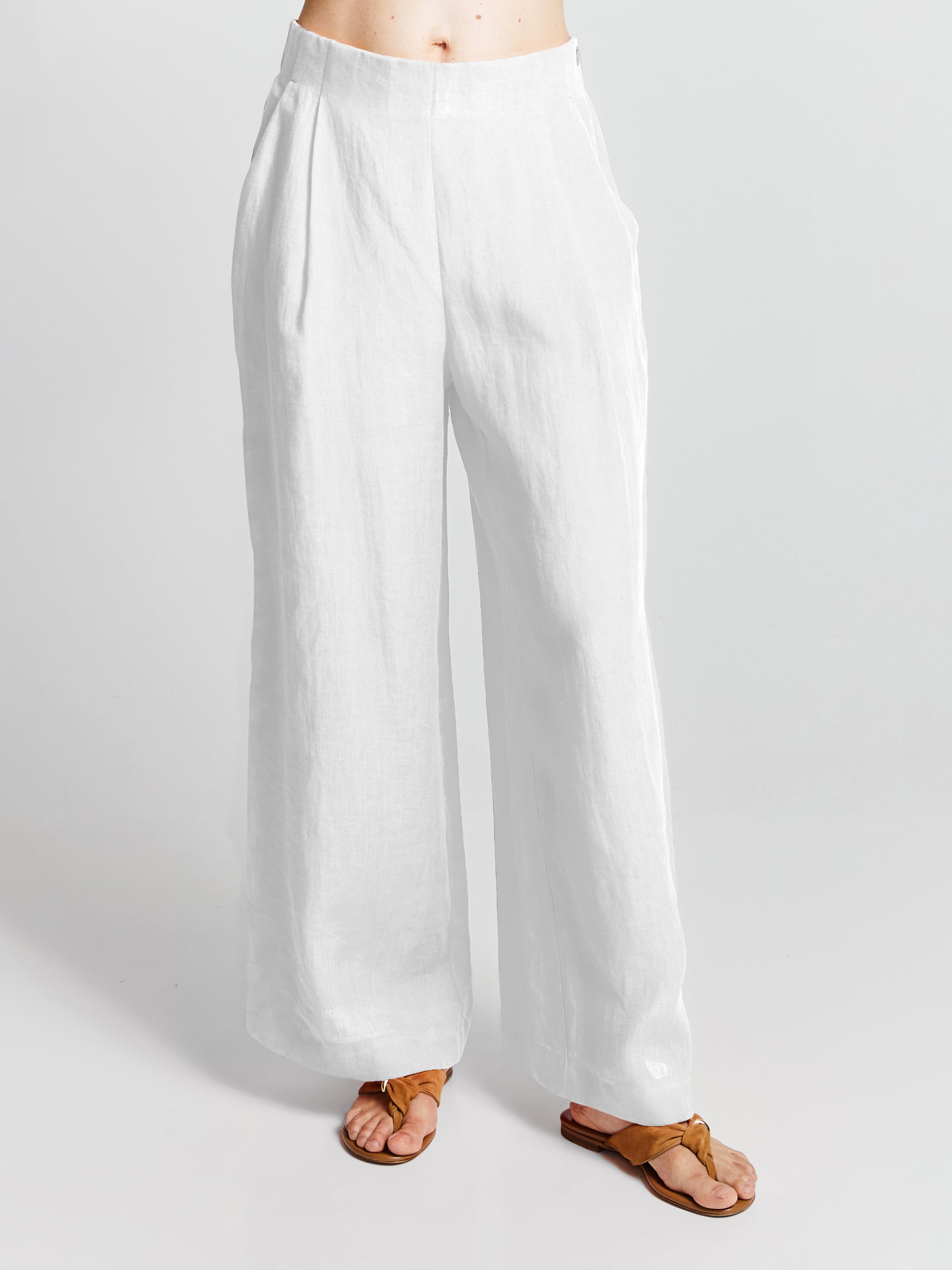 Kamille P White Linen Trousers - Andiata – Andiata