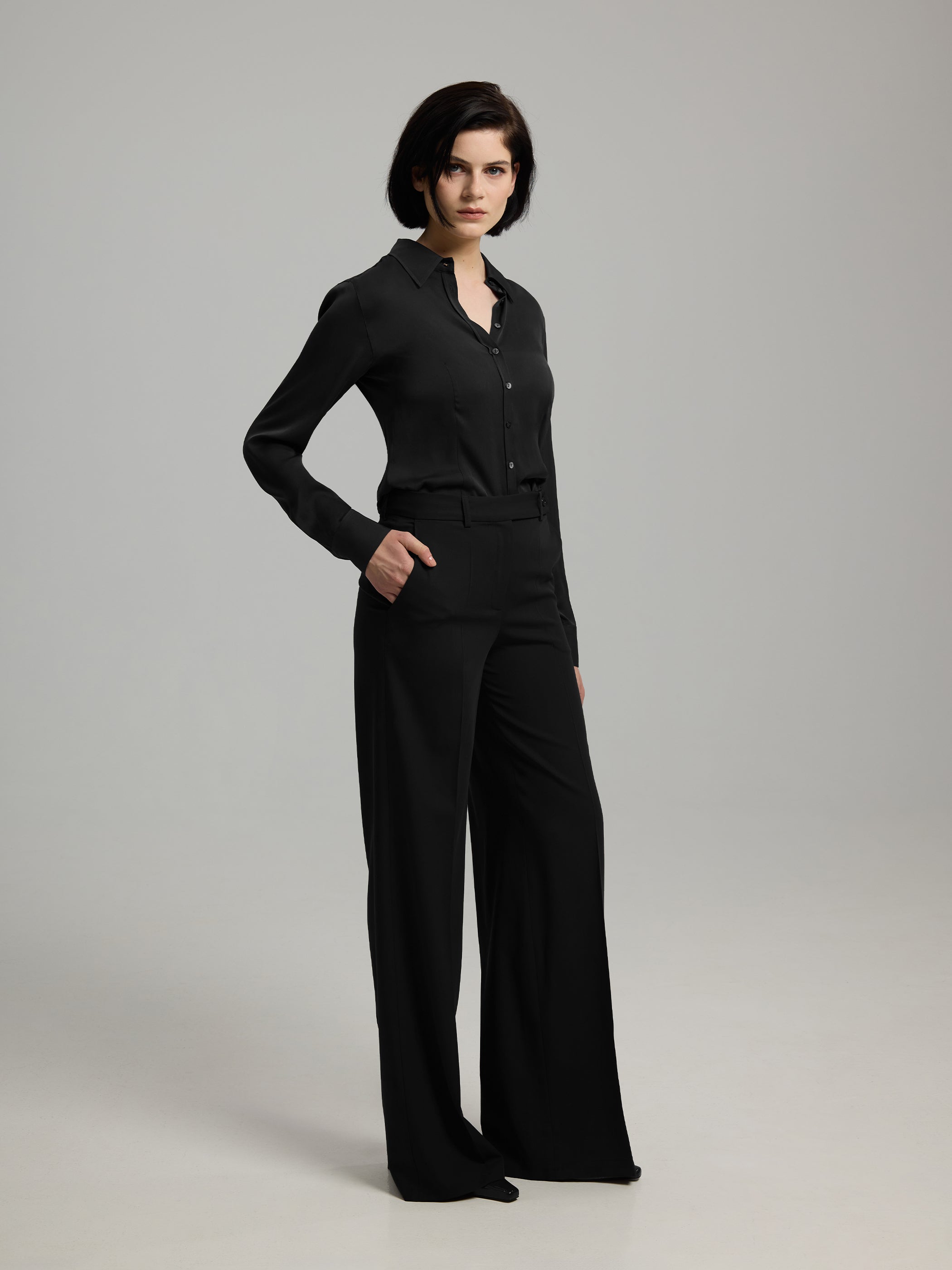 Katya Black Wide-leg Trousers – Andiata