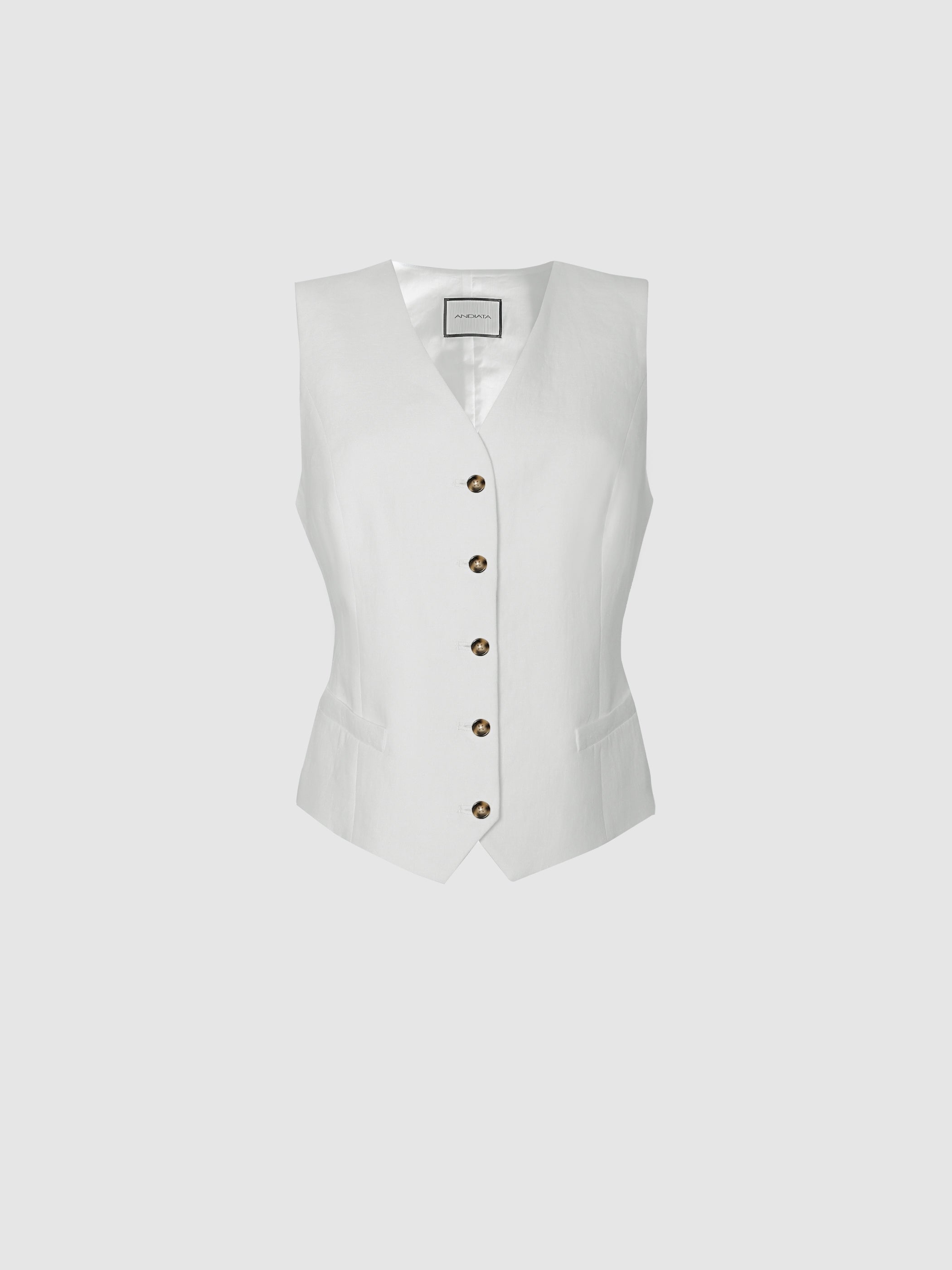 Maria White Linen Vest – Andiata
