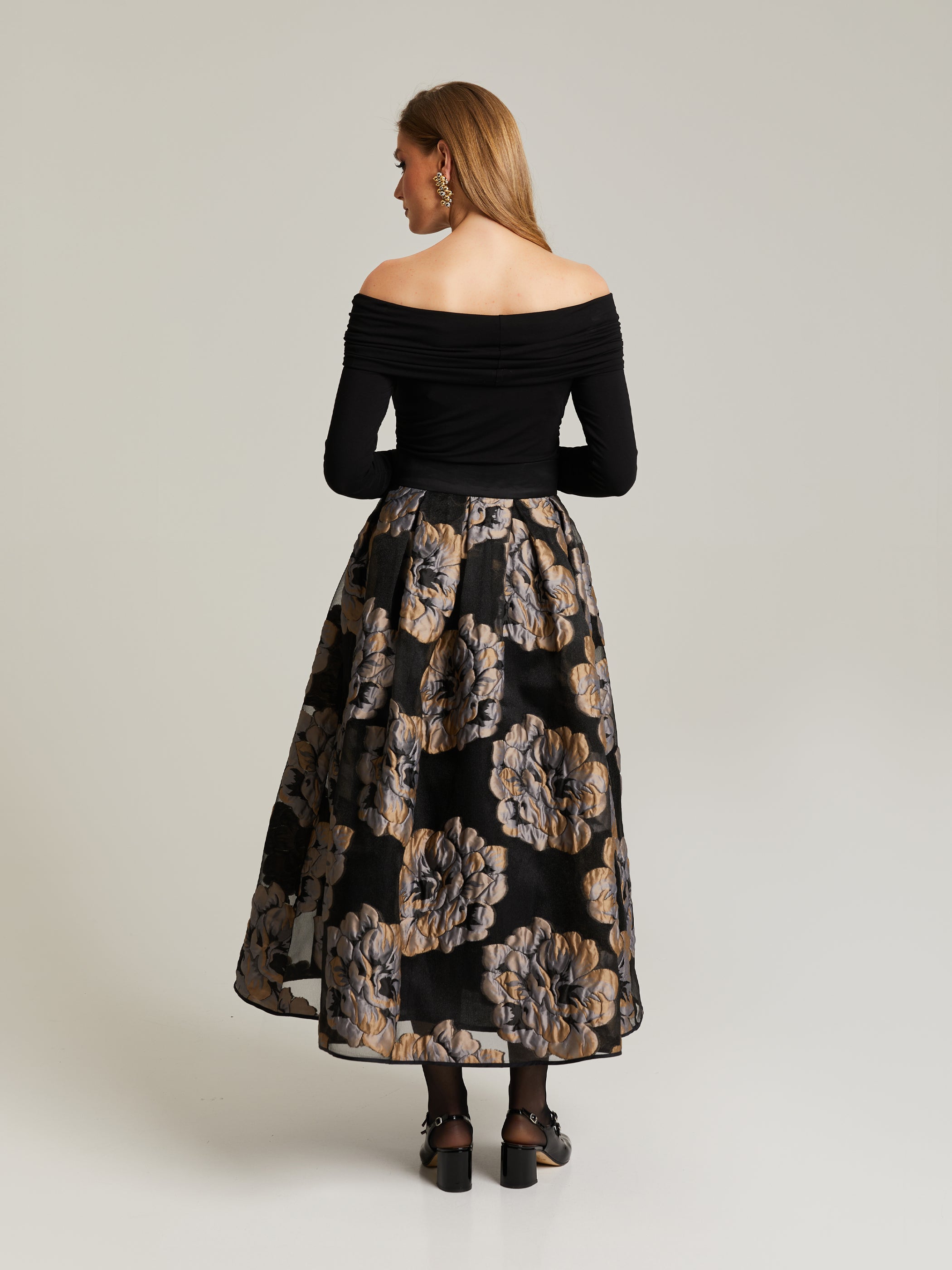 Nora Skirt Black Rose Print - Andiata – Andiata