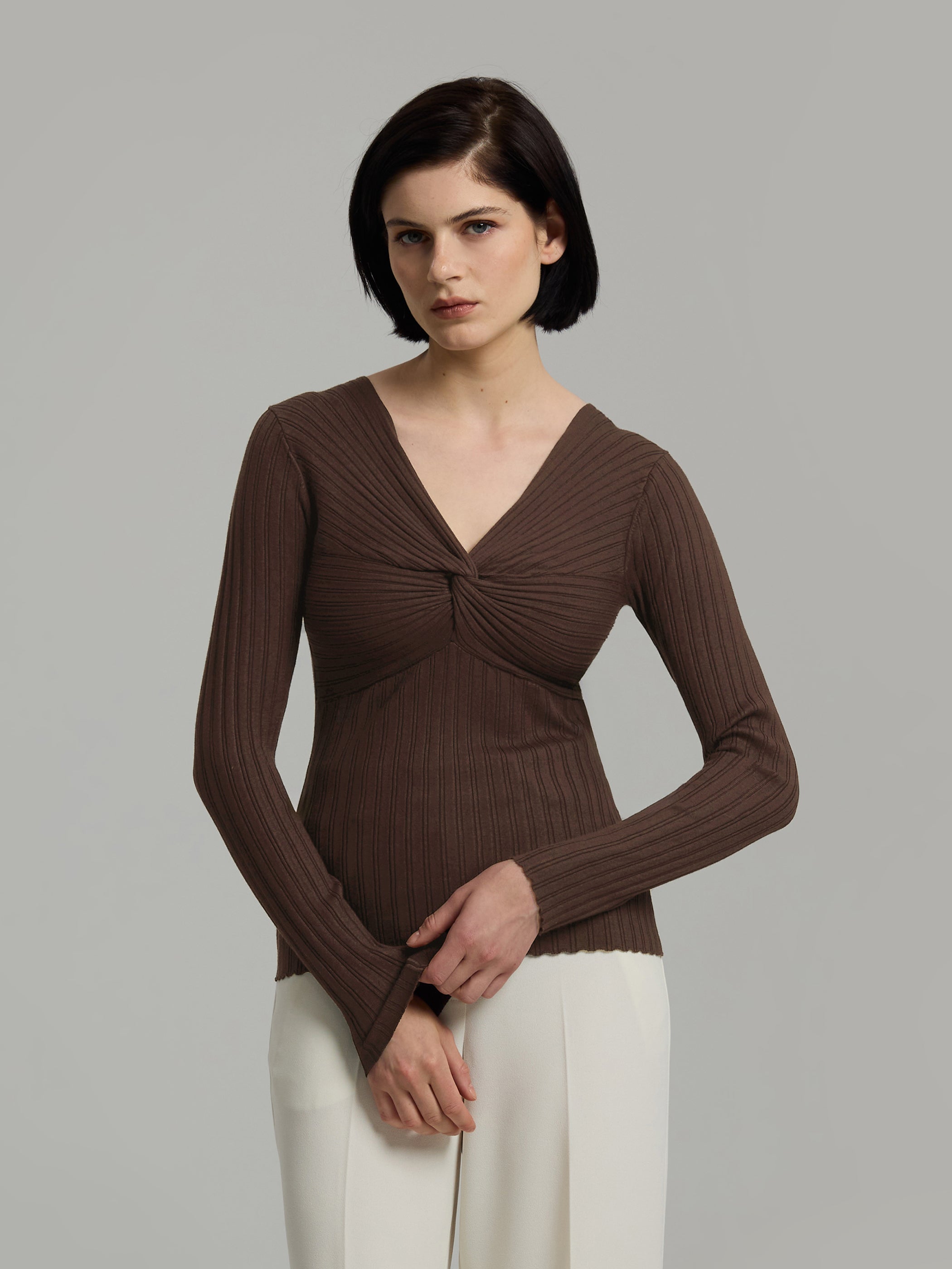 Polly Rib-Knit Blouse