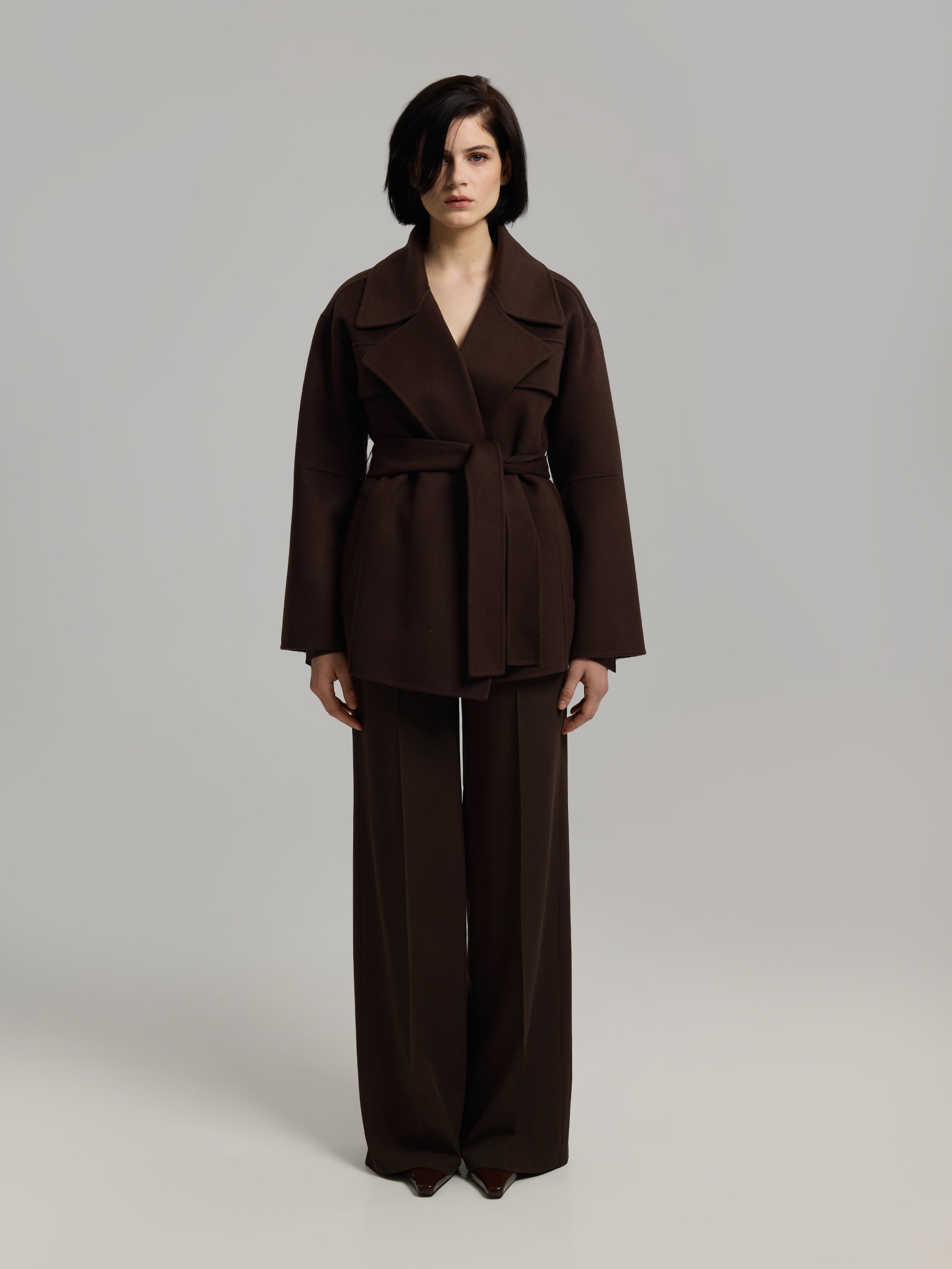 Seelia Mocha Brown Oversized Wool Coat – Andiata