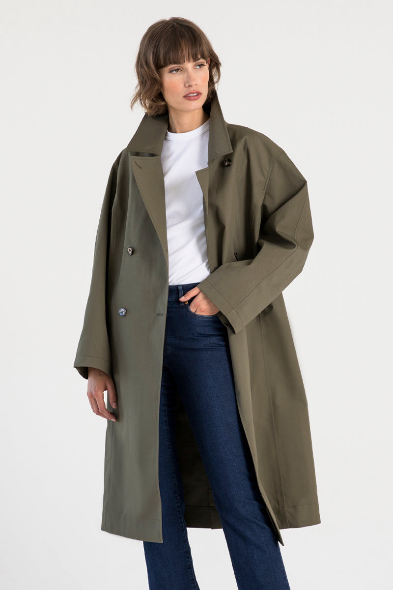 Suela Olive Green Trench Coat - Andiata – Andiata