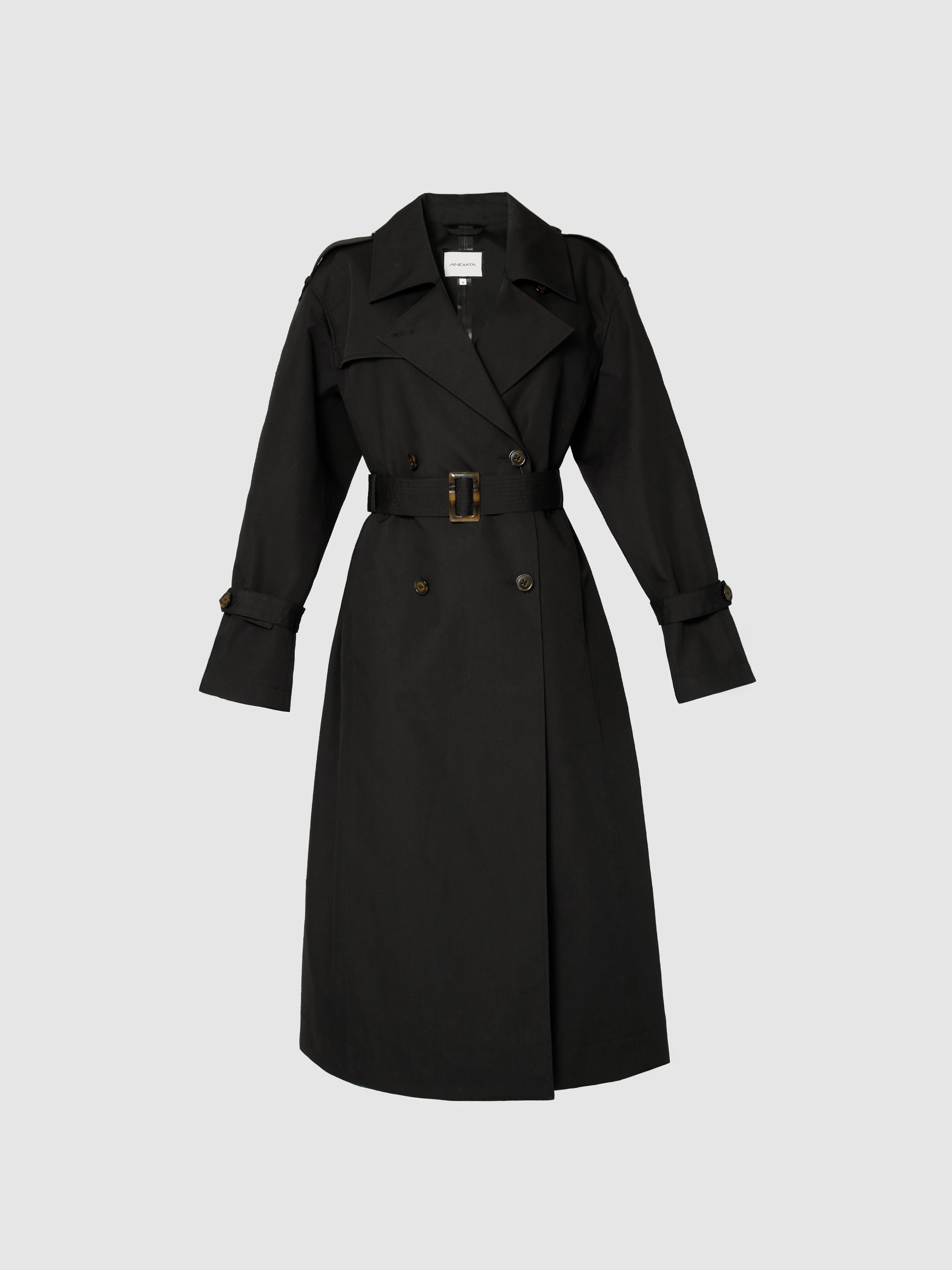 Suela Double-Breasted Olive Green Trench Coat - Andiata – Andiata