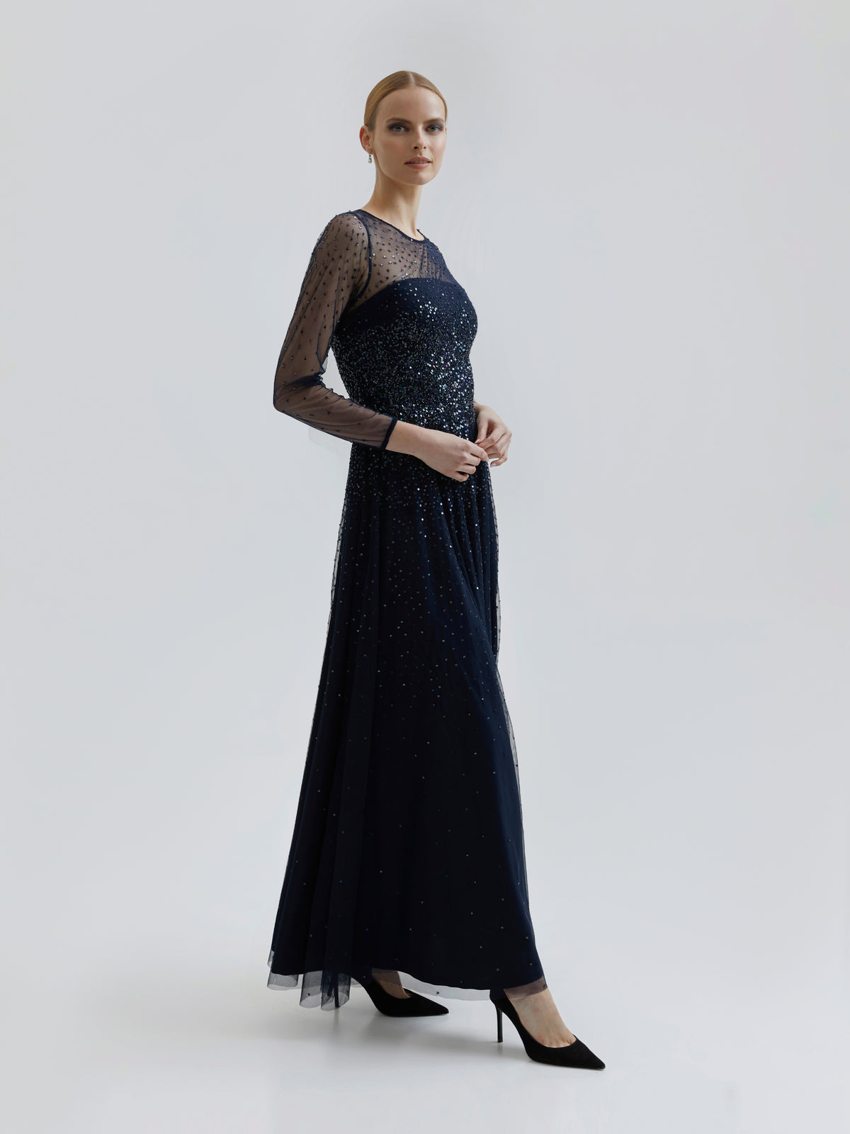 VIVIEN LUXURY Bandeau Dress — IT 40 / US 4 / UK 8 (S) — Blue — Sequins • Pleated • Lined main image 0