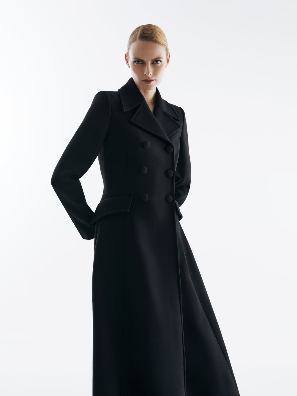 Dezire Black Wool Coat - Andiata – Andiata
