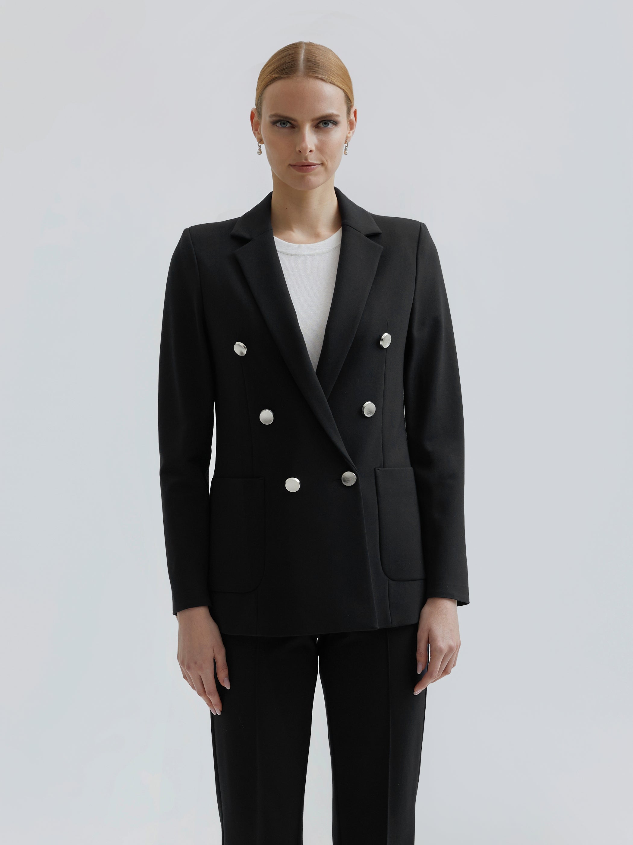 Black jersey hot sale blazer womens