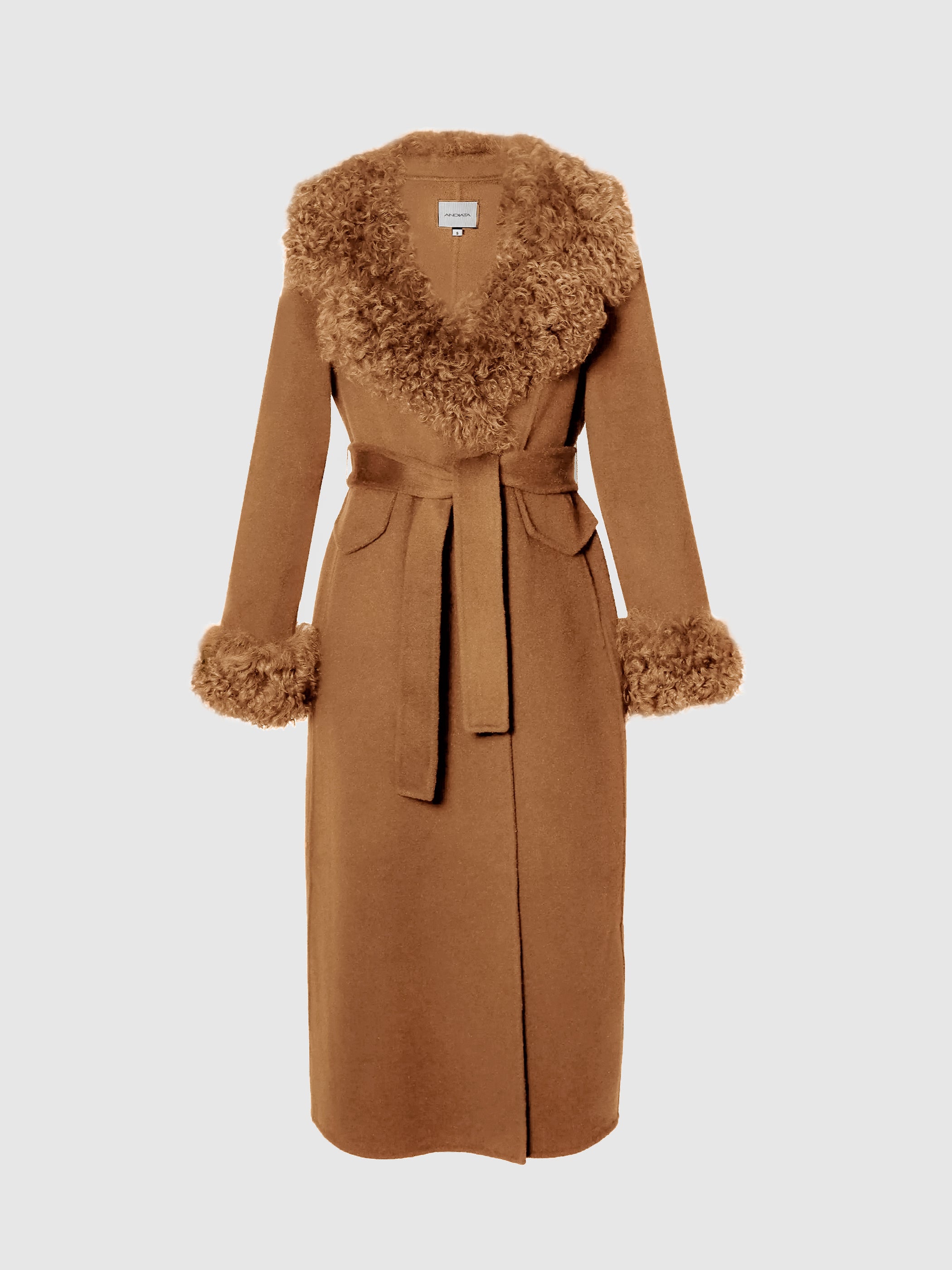Lumilla Beige Wool Coat with Fur Collars and Cuffs – Andiata
