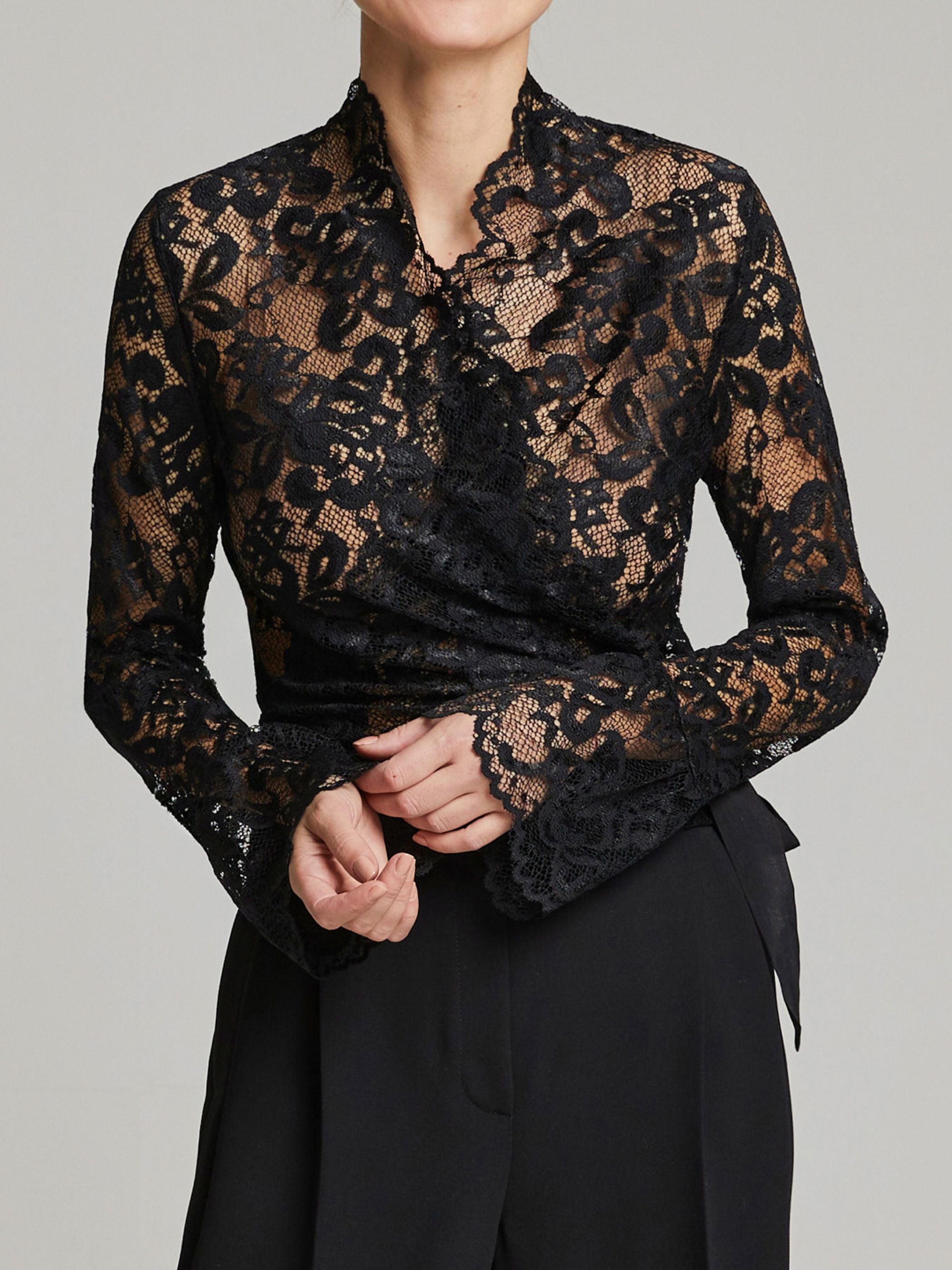 Sha Black Lace Wrap Blouse – Andiata – Andiata