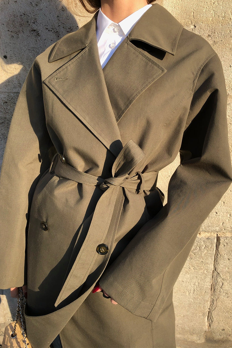 Suela Olive Green Trench Coat - Andiata – Andiata